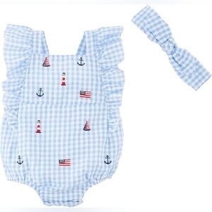 Mud Pie baby-girls Schiffli Bubble 3-6 months boat bubble romper new